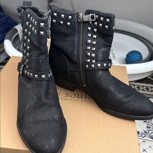 Ralph Lauren Black Combat Boots with Silver Studs